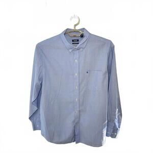 Izod Men's Button Down Shirt Size L Blue Cotton